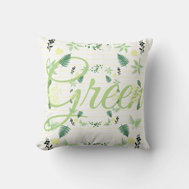 Plantes de feuilles vertes Nature Coussin de jeté (Recto)