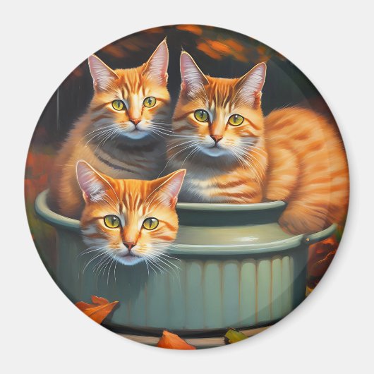 Plantes de pots de chats de gingembre, Aimant frig (Devant)