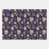 Plantes et feuilles de couleur bleu marine et or (Devant 2)