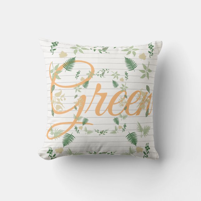 Plantes Feuilles Vertes Nature Coussin de Jeté (Recto)