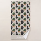 Plantes personnalisées et chat (Serviette de bain)