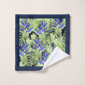 Plantes tropicaux verts et bleus (Gant de toilette)