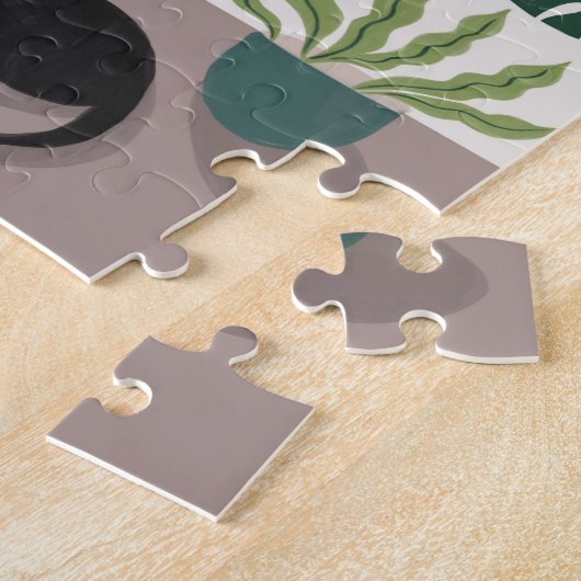 Plantes verts, monstère et puzzle d'art de chat no (Côté)