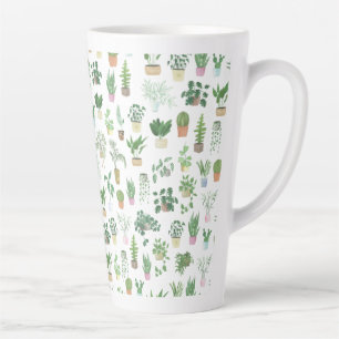 Plantita House Planten and Pots Pattern Canvas tas Latte Mok