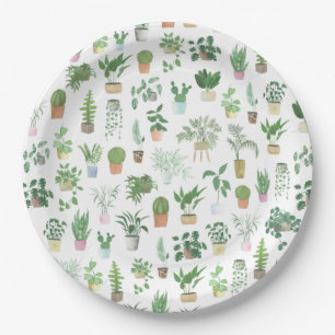 Plantita House Planten and Pots Pattern Canvas tas Papieren Bordje