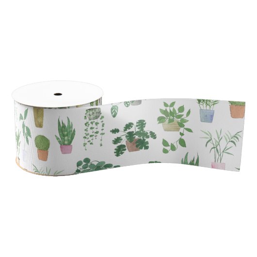 Plantita House Planten and Pots Pattern Grosgrain Lint (Spoel)