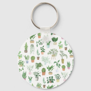 Plantita House Planten and Pots Pattern Sleutelhanger