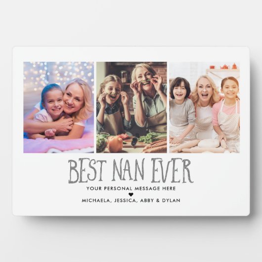 Plaque à 3 Photo Best Nan Ever Tabletop (Devant)