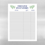 Plaque Aimantée Effaçable Elégant Vert Marine Texte Freezer Inventaire<br><div class="desc">Elégante feuille magnétique de congélateur pour votre réfrigérateur en blanc avec des champs de texte gris et de verdure verte. Suivez le contenu de votre congélateur grâce à cette feuille de stock magnétique pratique de congélateur avec des polices bleues profondes et des branches vertes.</div>