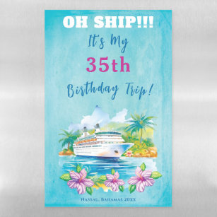 Plaque Aimantée Effaçable Funny Island Beach Birthday Cruise Ship Door