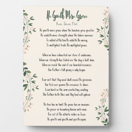 Plaque Annie Johnson Flint - Il donne plus de grâc (Devant)