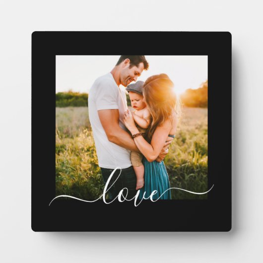 Plaque avec support Modèle photo Love Texte noir (Devant)