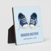 Plaque Bébé Basket Bleue, Chaussures Bébé Photo (Recto)