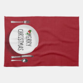 Plaque blanche de Noël et serviette de cuisine en (Horizontal)