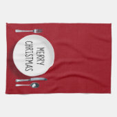 Plaque blanche de Noël et serviette de cuisine en (Horizontal)