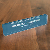 Plaque bleue avec nom et profession (Taille)