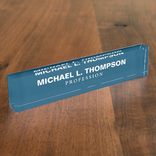 Plaque bleue avec nom et profession (Taille)