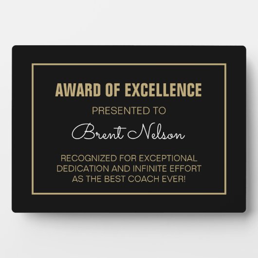 Plaque cadeau de l'entraîneur (Devant)