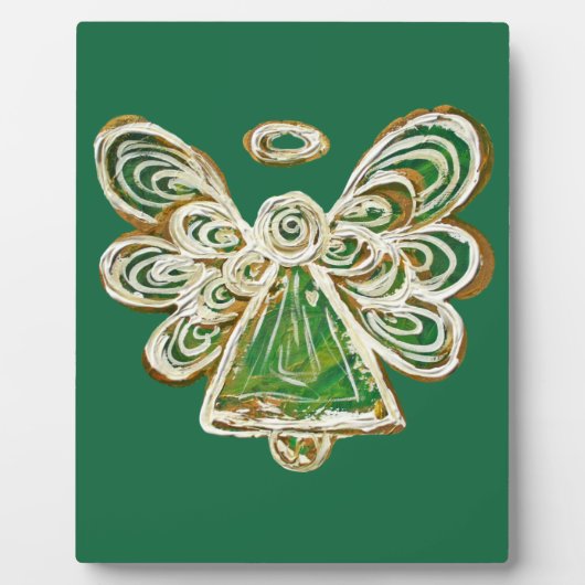 Plaque cadeau de peinture d'ange vert Gardien (Devant)