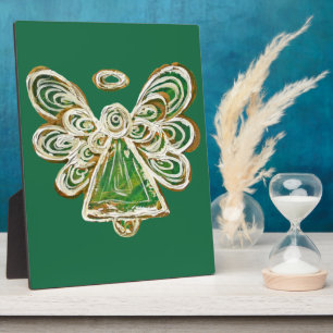 Plaque cadeau de peinture d'ange vert Gardien