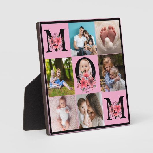 Plaque cadeau MOM Collage Multiphoto moderne (Recto)