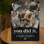Plaque Collage de photos des diplômés<br><div class="desc">plaque d'image avec un collage photo de 10 photos que vous pouvez remplacer par la vôtre,  le dicton "vous l'avez fait. elle croyait qu'elle le pouvait,  alors elle l'a fait",  leur nom,  l'école,  l'année scolaire,  et un casquette de mortier.</div>