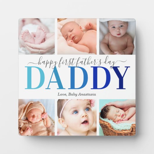 Plaque Collage Photo Première Fête des pères (Devant)