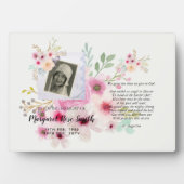 Plaque commémorative avec PHOTO et Flore Verse (Devant)