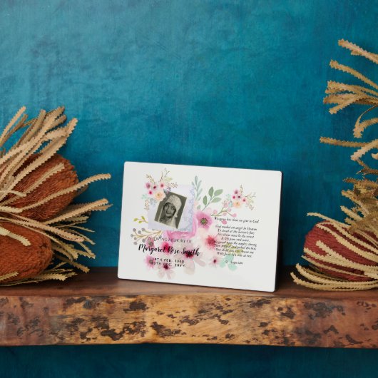 Plaque commémorative avec PHOTO et Flore Verse (Côté)