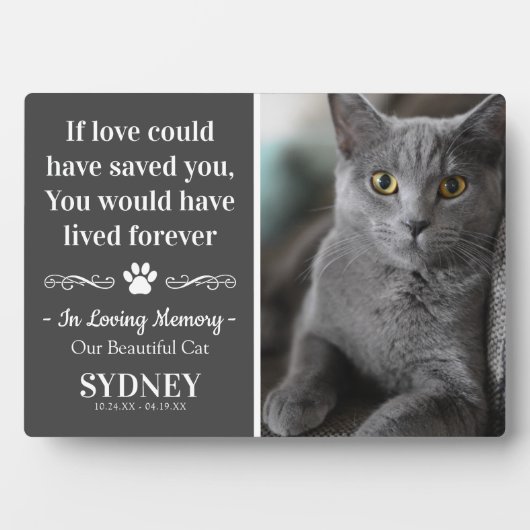Plaque commémorative moderne avec photo de chat en (Devant)