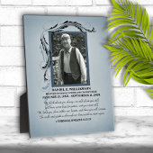 Plaque commémorative photo bleu fumée