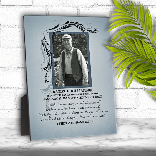 Plaque commémorative photo bleu fumée