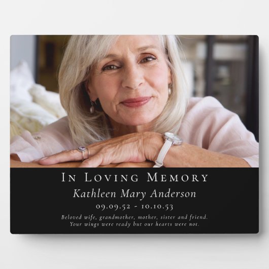 Plaque commémorative photo noire En souvenir affec (Devant)