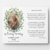 Plaque commémorative Poème et affichage photo (Devant)