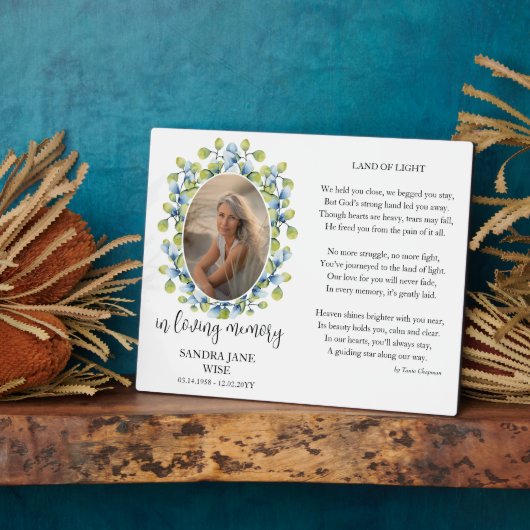 Plaque commémorative Poème et affichage photo (Côté)