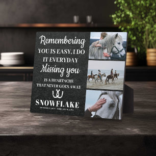 Plaque commémorative pour cheval avec photo et cit