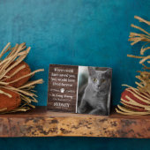 Plaque commémorative rustique avec photo de chat e (Côté)