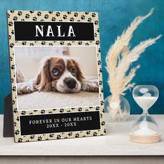 Plaque commémorative rustique pour chien avec empr (Côté)