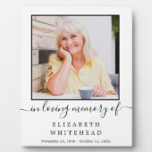 Plaque commémorative simple avec photo en souvenir (Devant)