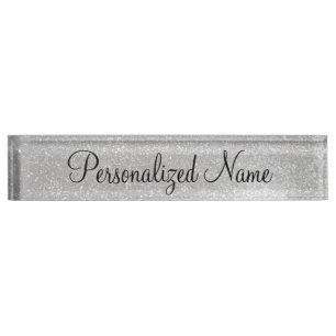 Plaque d'accueil de bureau en argent brillant pers