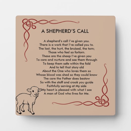 Plaque d'appréciation du pasteur (Devant)