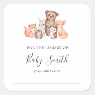 Plaque de baby shower Sticker animal de bois
