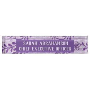 Plaque de bureau à dentelle lavande violette
