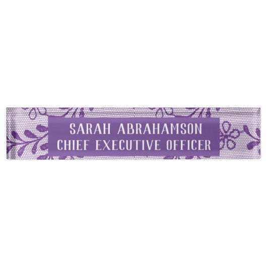 Plaque de bureau à dentelle lavande violette (Devant)