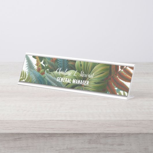 Plaque de bureau à feuillage tropical (Devant)