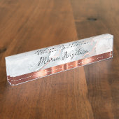 Plaque de bureau à monogramme en marbre doré éléga (Taille)