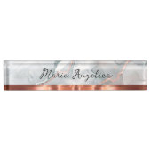 Plaque de bureau à monogramme en marbre doré éléga (Devant)