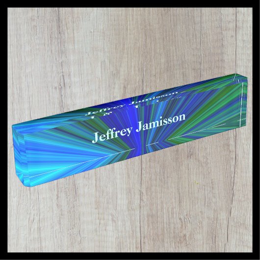 Plaque de bureau acrylique, Starburst bleu et vert