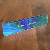 Plaque de bureau acrylique, Starburst bleu et vert (Taille)