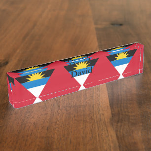 Plaque de bureau avec drapeau patriotique d'Antigu